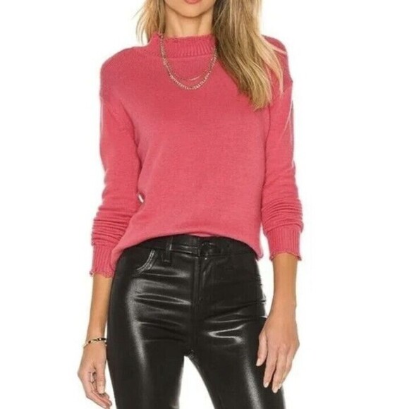 One Grey Day Sweaters - ONE GREY DAY Womens Jazz Pullover Distressed Mock Neck Sweater Pink XS​​​​